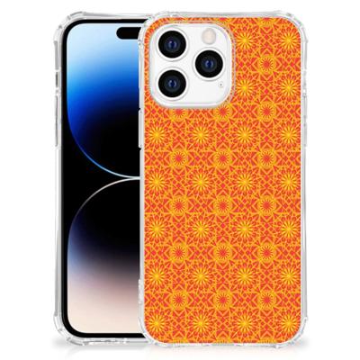 Apple iPhone 14 Pro Max Doorzichtige Silicone Hoesje Batik Oranje Apple iPhone 14 Pro Max Doorzichtige Silicone Hoesje Batik Oranje