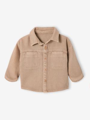 Overhemd voor baby's met lange mouwen van warme twill pecannoot
