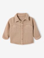 Overhemd voor baby's met lange mouwen van warme twill pecannoot
