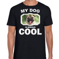 Honden liefhebber shirt mopshond my dog is serious cool zwart voor heren