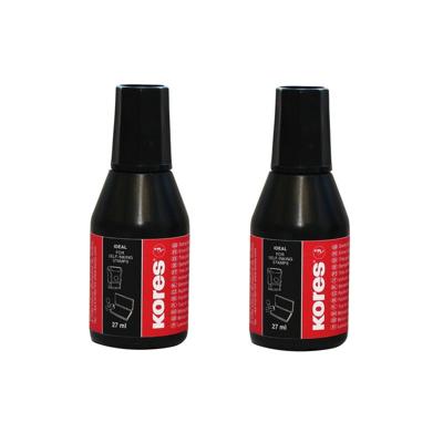 Kores Inkt - 4x - flesje navulling voor stempelkussens - zwart - 27 cm