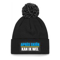 Wintersport muts met pompom - Apres Skien - zwart - one size - unisex - Apres ski beanie