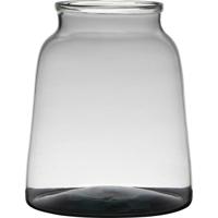 Transparante/grijze stijlvolle vaas/vazen van gerecycled glas 23 x 19 cm - Vazen - thumbnail