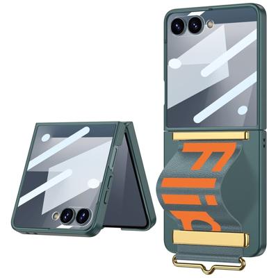 Lunso Samsung Galaxy Z Flip 7 backcover hoesje met Polsband - Groen