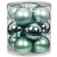 36x Mint groene glazen kerstballen 8 cm glans en mat - Kerstbal - thumbnail