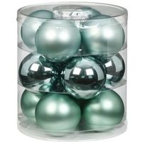 24x Mint groene glazen kerstballen 8 cm glans en mat - Kerstbal - thumbnail