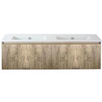Frozen 3D Badmeubelset 140 cm - Greeplijst in Kleur - French Oak - Keramische Wastafel Wit Zonder Kraangat