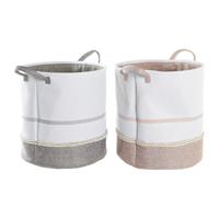 Wasmand DKD Home Decor Grijs Roze Polyester (39 x 39 x 41 cm) (2 Stuks)