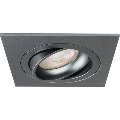Spot Armatuur GU10 - Pragmi Boxy Pro - GU10 Inbouwspot - Vierkant - Gunmetal - Kantelbaar - 92mm