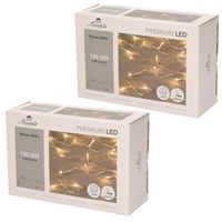 Set van 2x stuks kerstverlichting warm wit 120 leds met dimmer en timer functie 1200 cm - thumbnail