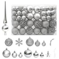 VidaXL 111-delige kerstballenset polystyreen zilverkleurig