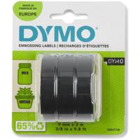 Dymo D3 tape 9 mm, wit op zwart, blister van 3 stuks