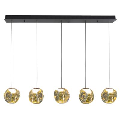 Highlight HanglampMelina zwart met amber glas recht - H5185.01
