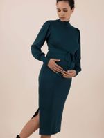 Trui-jurk voor zwangere vrouwen van fijn tricot Irina Ls ENVIE DE FRAISE dennen - thumbnail