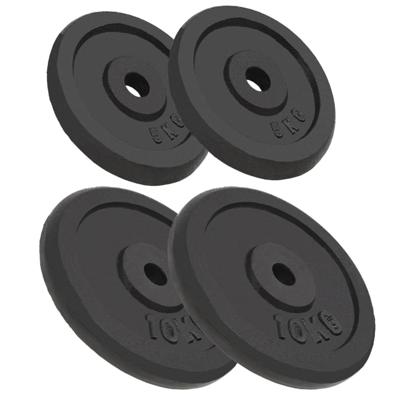 Halterschijven 4 st 2x10 kg en 2x5 kg gietijzer