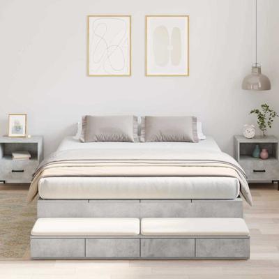 Opbergbedframe Beton Grijs 236.5 x 160 x 31.5 cm Bewerkt hout