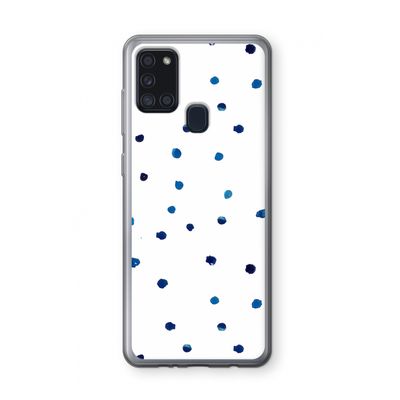 Blauwe stippen: Samsung Galaxy A21s Transparant Hoesje