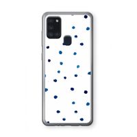Blauwe stippen: Samsung Galaxy A21s Transparant Hoesje