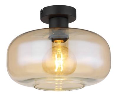 Globo Zwarte plafondlampGiuseppe amber glas - 15566DA