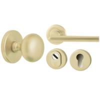 Hardbrass Voordeurset Iris/Sara 3-delig rechtswijzend - PVD champagne goud
