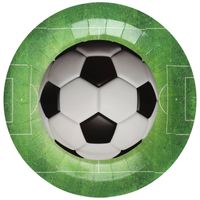 Santex feest wegwerpbordjes - voetbal - 10x stuks - 23 cm - groen - Feestbordjes