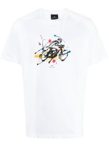 PS Paul Smith t-shirt en coton biologique à imprimé Cyclist Sketch - Blanc