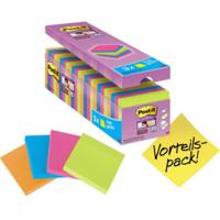 Post-it Plaknotitie 654SE24P 76 mm x 76 mm Neon-oranje, Neon-groen, Ultra-roze, Ultrablauw 2160 vellen - thumbnail