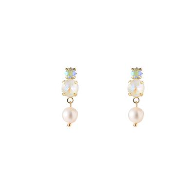 Day&Eve Oorbel Small Stone Dangle White | Goud