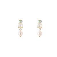 Day&Eve Oorbel Small Stone Dangle White | Goud