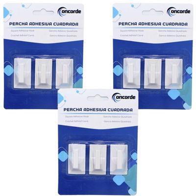 Concorde Badkamer ophanghaakjes - 9x stuks - kunststof - wit - zelfklevend