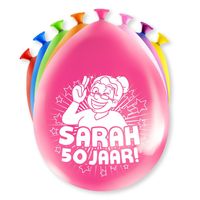 8x stuks Sarah/50 jaar feest ballonnen - diverse kleuren - latex - ca 30 cm   - - thumbnail
