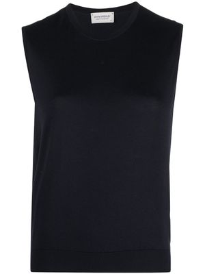 John Smedley haut en maille à design sans manches - Bleu