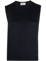 John Smedley haut en maille à design sans manches - Bleu
