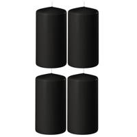Enlightening Candles Cilinder/stompkaars - 4x - zwart - D6 x H15 cm - 58 branduur