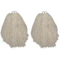 6x Stuks cheerball/pompom wit met ringgreep 33 cm