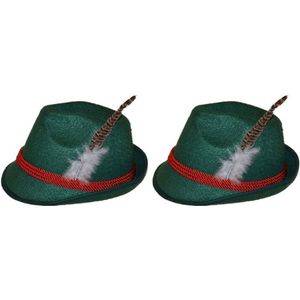 2x Groene bierfeest/oktoberfest hoed verkleed accessoire voor dames/heren   -