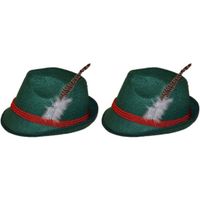 2x Groene bierfeest/oktoberfest hoed verkleed accessoire voor dames/heren   -
