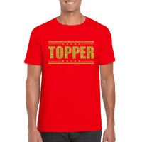 Topper t-shirt rood met gouden glitters heren