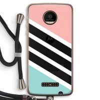 Strepen pastel: Motorola Moto Z Force Transparant Hoesje met koord