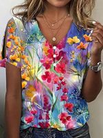 Casual Buttoned Floral Loose Shirt - thumbnail