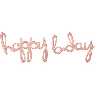 Folieballonnen &apos;Happy Bday&apos; Rosé Goud