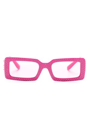 Dolce & Gabbana Eyewear lunettes de soleil rectangulaires à logo - Rose
