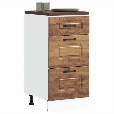 Keuken onderkast Kalmar bewerkt hout oud houtkleurig