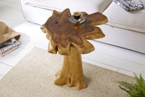 Massieve bijzettafel ROOT 60cm teak met jaarringen - 38238