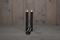 Anna&apos;s Collection LED dinerkaars flame effect rustiek 23 cm antraciet 2 stuks