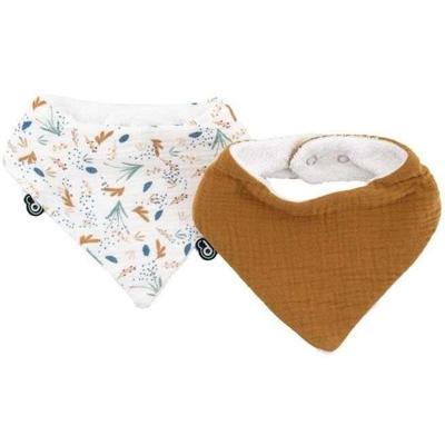 Verpakking met 2 bandana slabbetjes - DOMIVA - TU - Mousseline - Karamel bedrukt met water