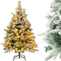 Kunstkerstboom met Sneeuw en Verlichting Dennenboom met 150 Warmwitte Ledlampen Kerstboom Kunstboom Groen 136 cm