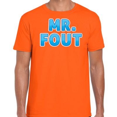 Verkleed t-shirt voor heren - Mr. Fout - oranje/blauw - carnaval Verkleed t-shirt voor heren - Mr. Fout - oranje/blauw - carnaval