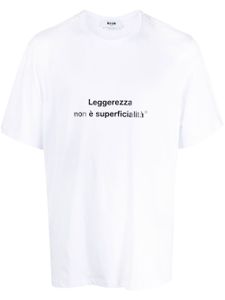 MSGM t-shirt en coton à slogan imprimé - Blanc