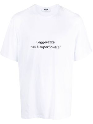 MSGM t-shirt en coton à slogan imprimé - Blanc